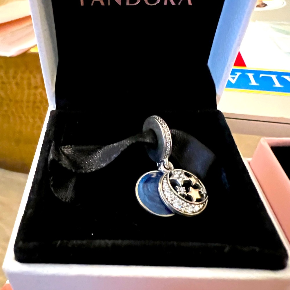Pandora moon and blue sky dangle charm.
